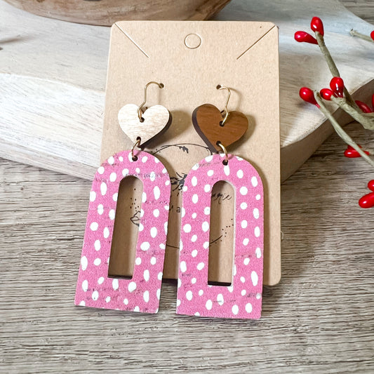 Princess Pink Polka Dot Arch Earrings