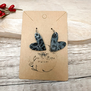 Carly Black Leopard Heart Earrings