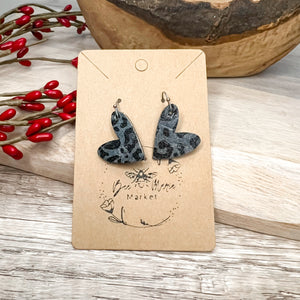 Carly Black Leopard Heart Earrings