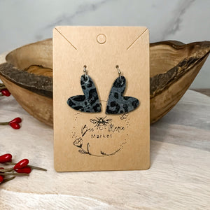 Carly Black Leopard Heart Earrings