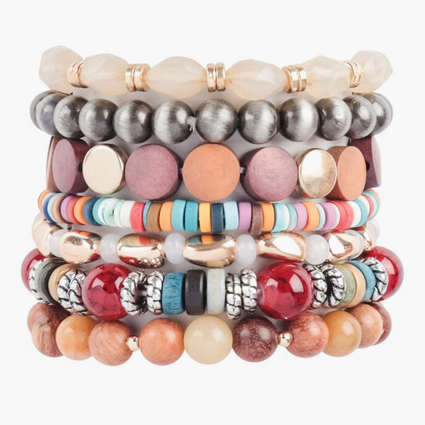 Candace Colorful Beaded Stretch Stacked Bracelet Sets