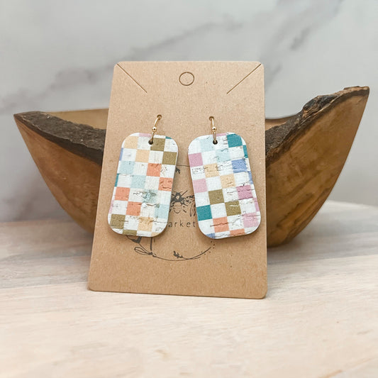 Charlotte Checkered Barrel Earrings