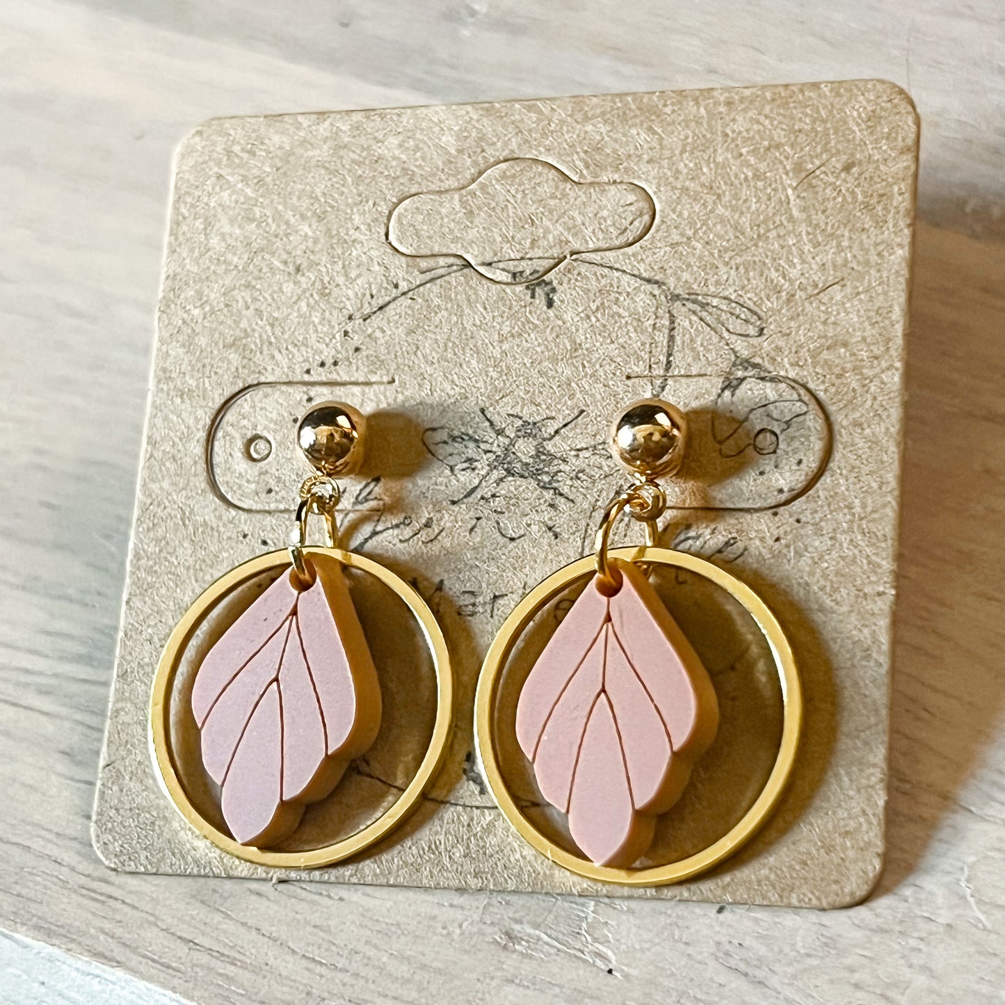 Terra Cotta Leaf Hoop Earrings