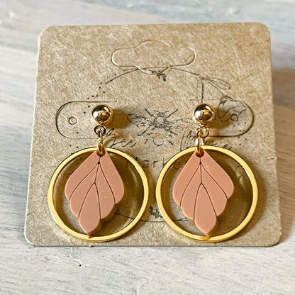 Terra Cotta Leaf Hoop Earrings