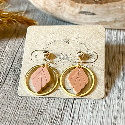 Terra Cotta Leaf Hoop Earrings