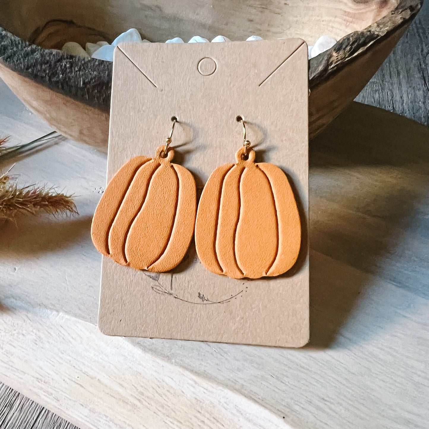 Ginger Embossed Pumpkin Earrings