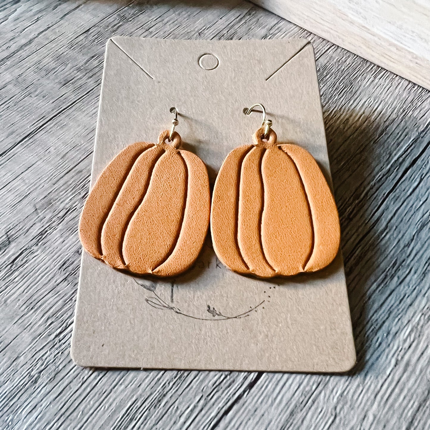 Ginger Embossed Pumpkin Earrings
