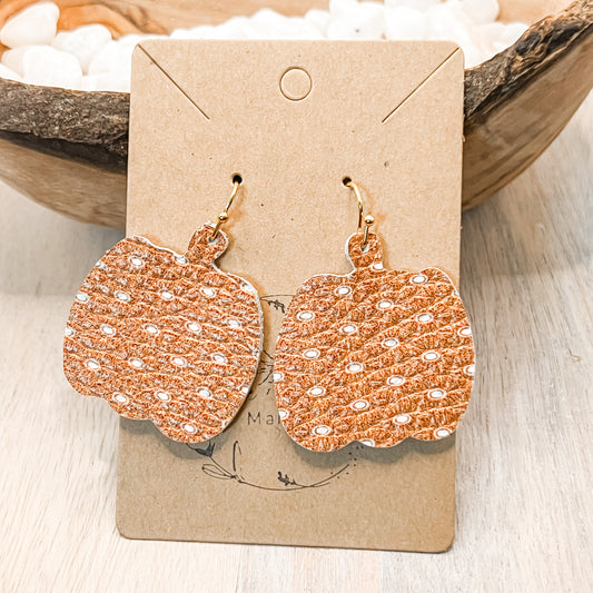 Polka Dot Rust Pumpkin Earrings