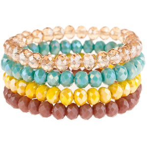 Jessica Glass Beaded Stretch Stacked Bracelet Sets