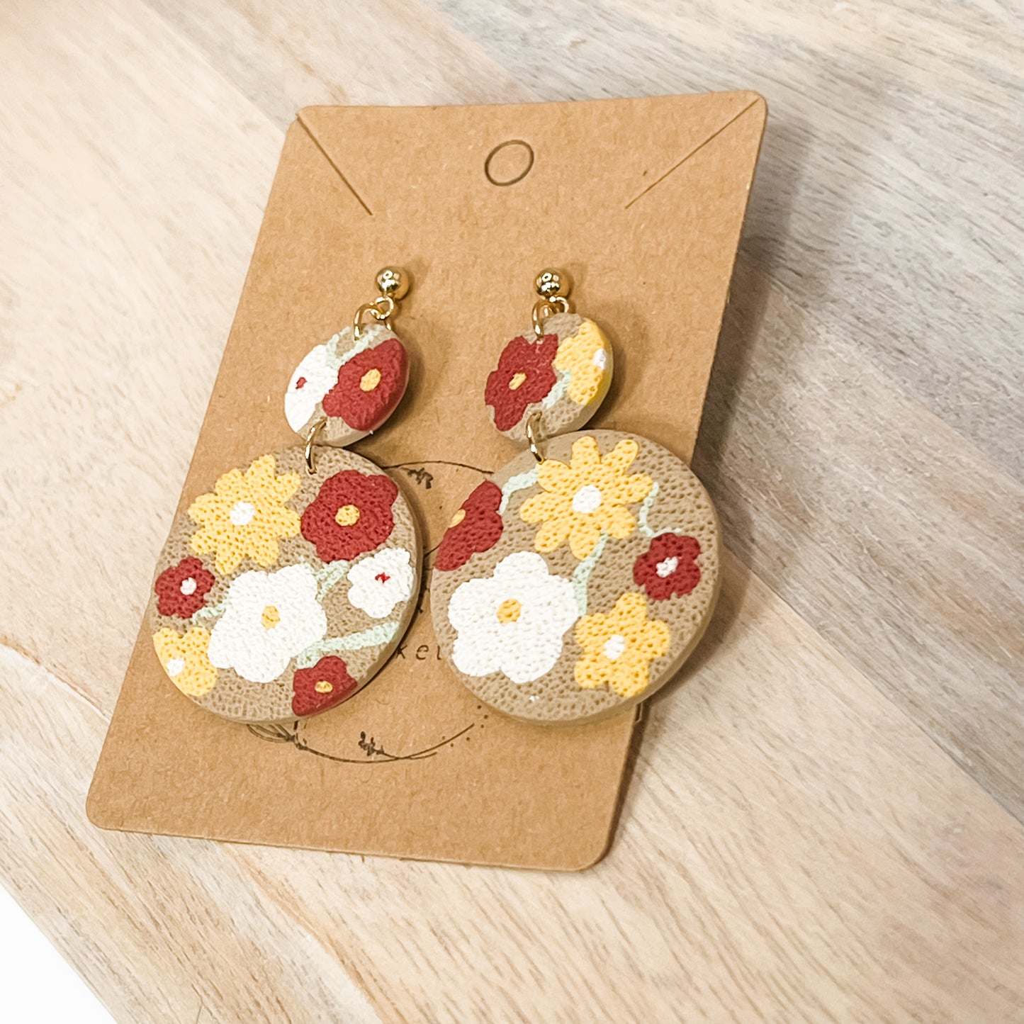 Handmade Boho Floral Clay Earrings