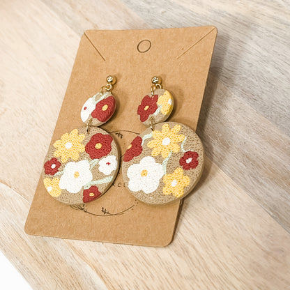 Handmade Boho Floral Clay Earrings