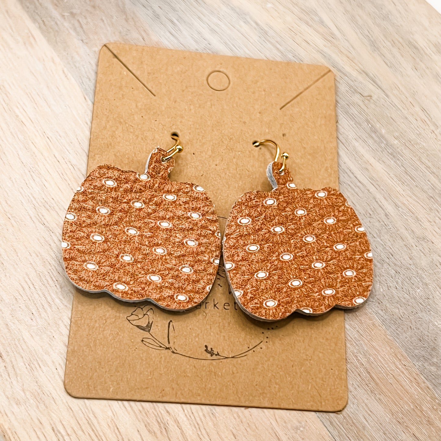 Polka Dot Rust Pumpkin Earrings