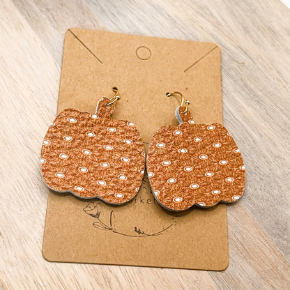Polka Dot Rust Pumpkin Earrings