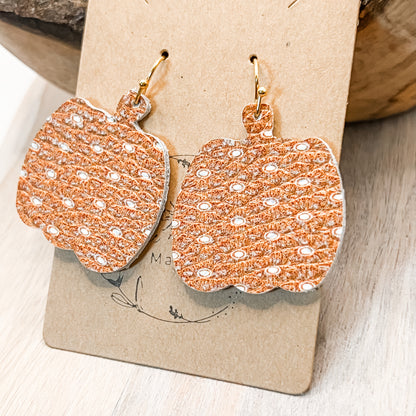 Polka Dot Rust Pumpkin Earrings