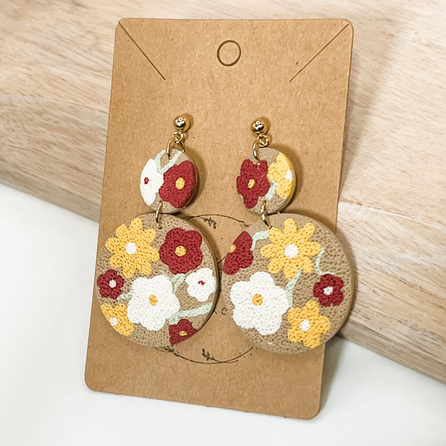 Handmade Boho Floral Clay Earrings