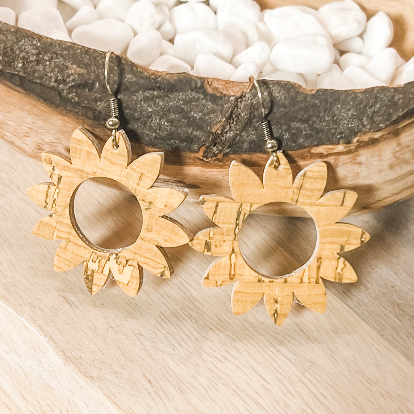 Genuine Leather Sunflower Earrings