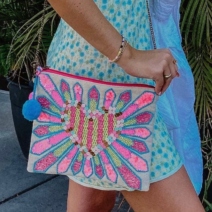 Heart Beaded Clutch Purse