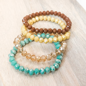 Jessica Glass Beaded Stretch Stacked Bracelet Sets