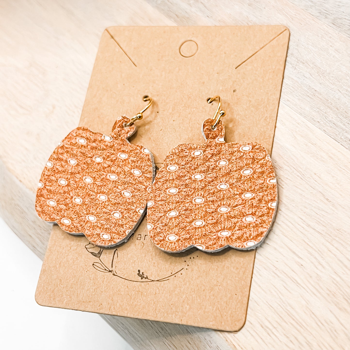 Polka Dot Rust Pumpkin Earrings
