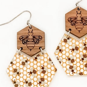 Honey Bee Hive Earrings