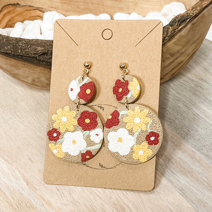Handmade Boho Floral Clay Earrings
