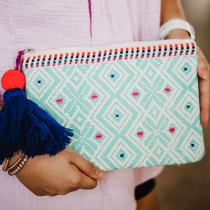 Melanie Mint Clutch with Tassel