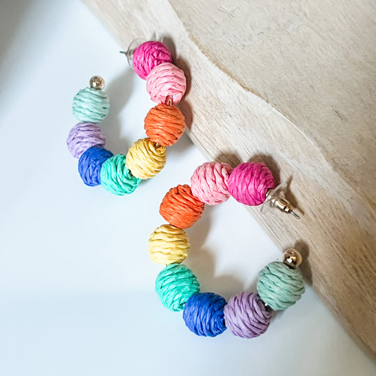 Colorful Raffia Hoops