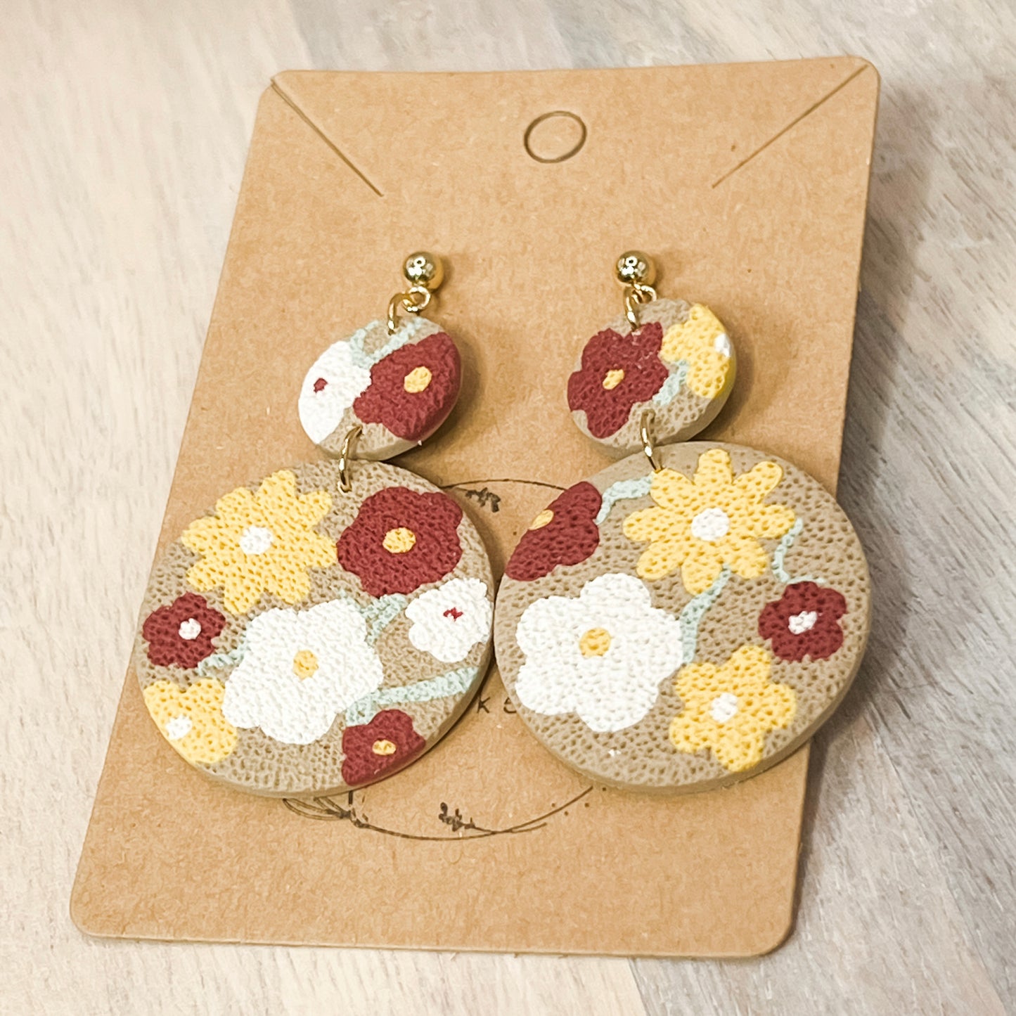 Handmade Boho Floral Clay Earrings