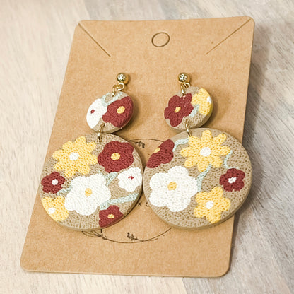 Handmade Boho Floral Clay Earrings