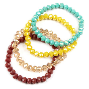 Jessica Glass Beaded Stretch Stacked Bracelet Sets