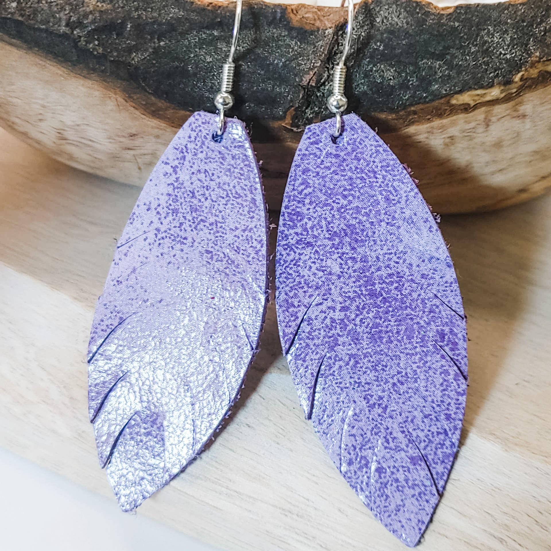 Handmade Fringe Glazed Leather Earrings