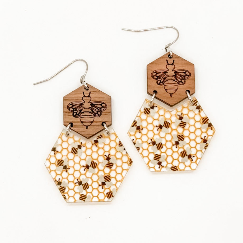 Honey Bee Hive Earrings