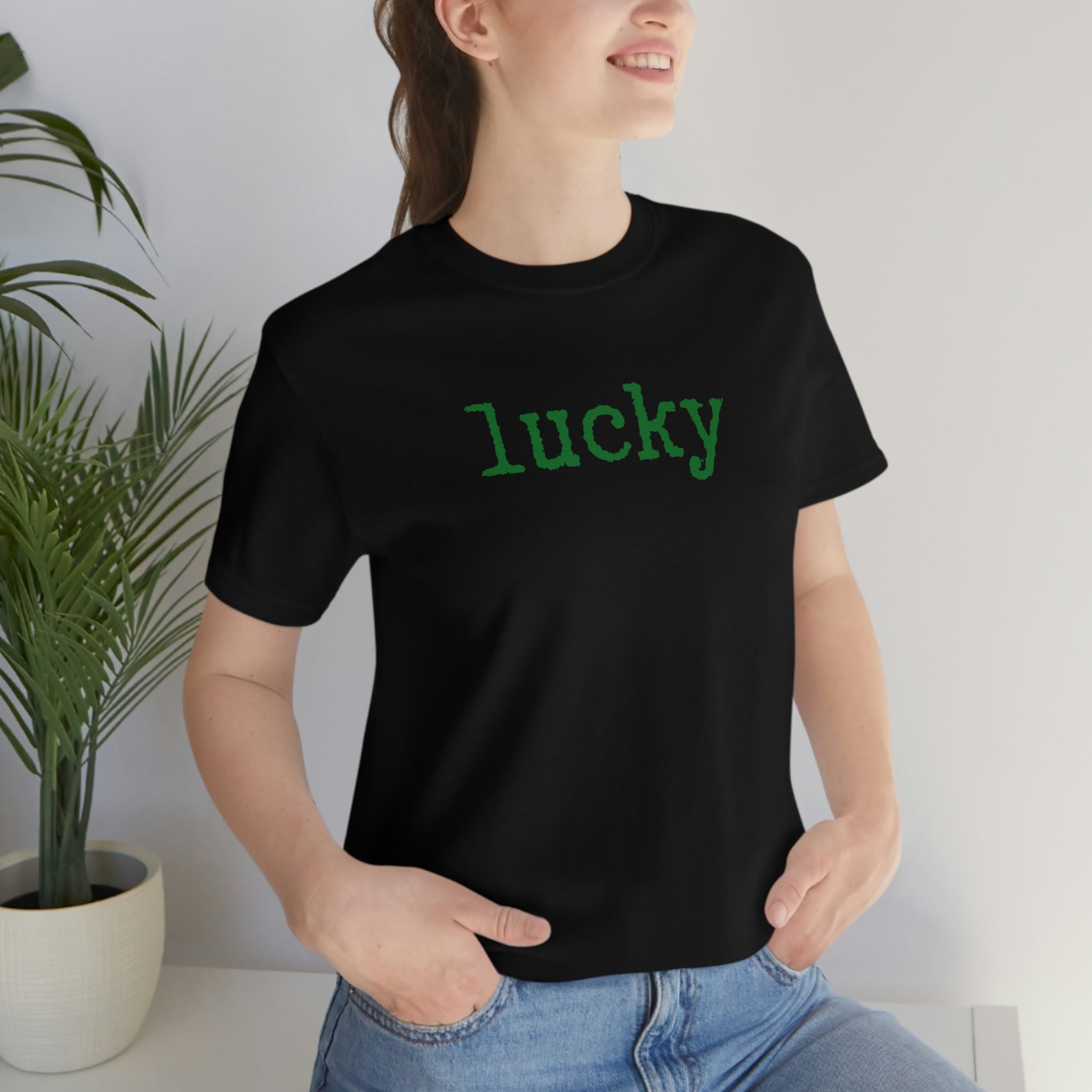 Lucky Typewriter Font Short Sleeve Tee