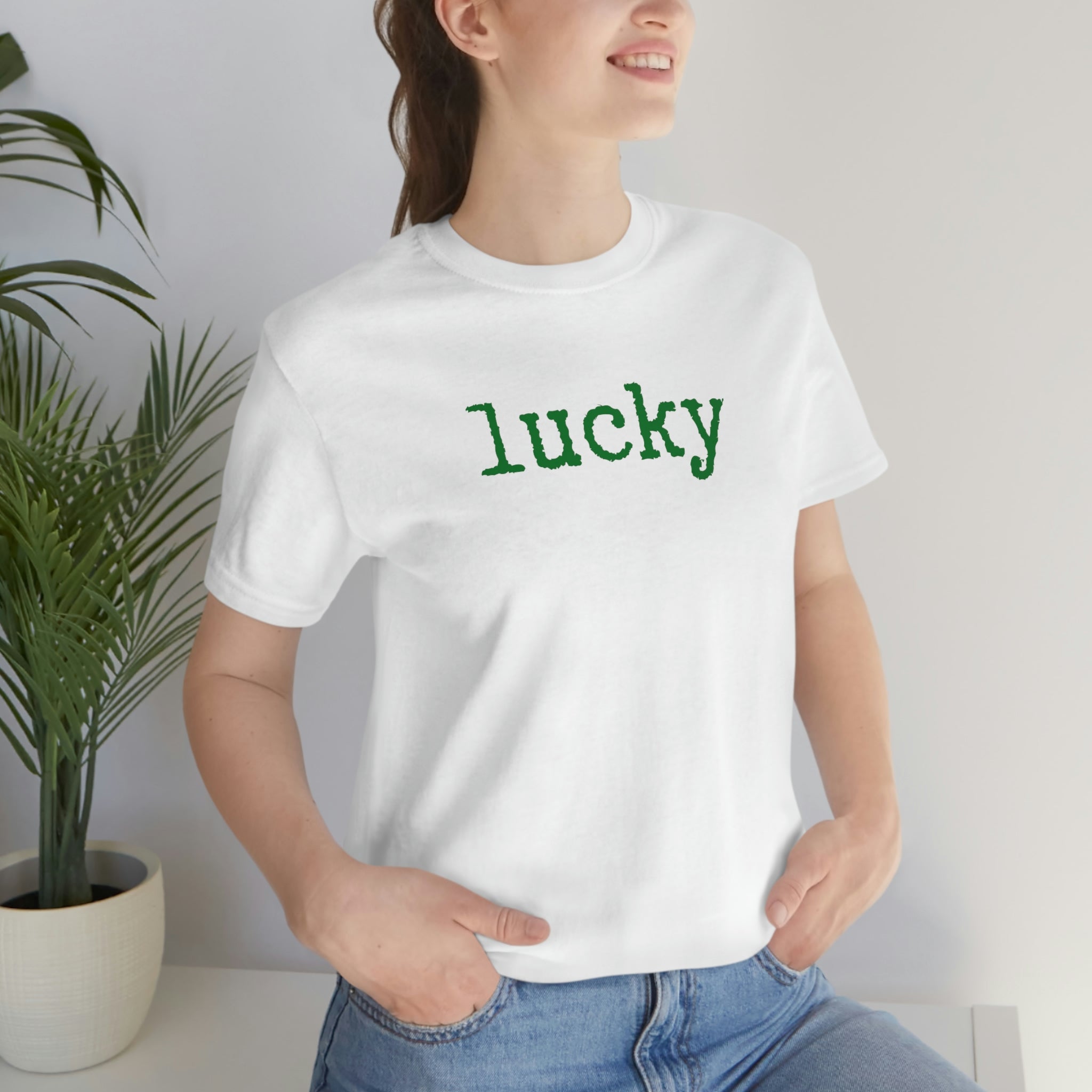 Lucky Typewriter Font Short Sleeve Tee