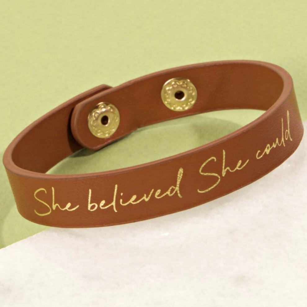 She Believed She Could Leather Bracelet