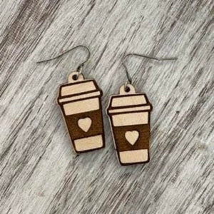 Handmade Coffee Mini Drop Wood Earrings