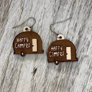 Happy Camper Mini Drop Wood Earrings