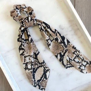 Long Hair Scarf - Black or Tan Snakeskin