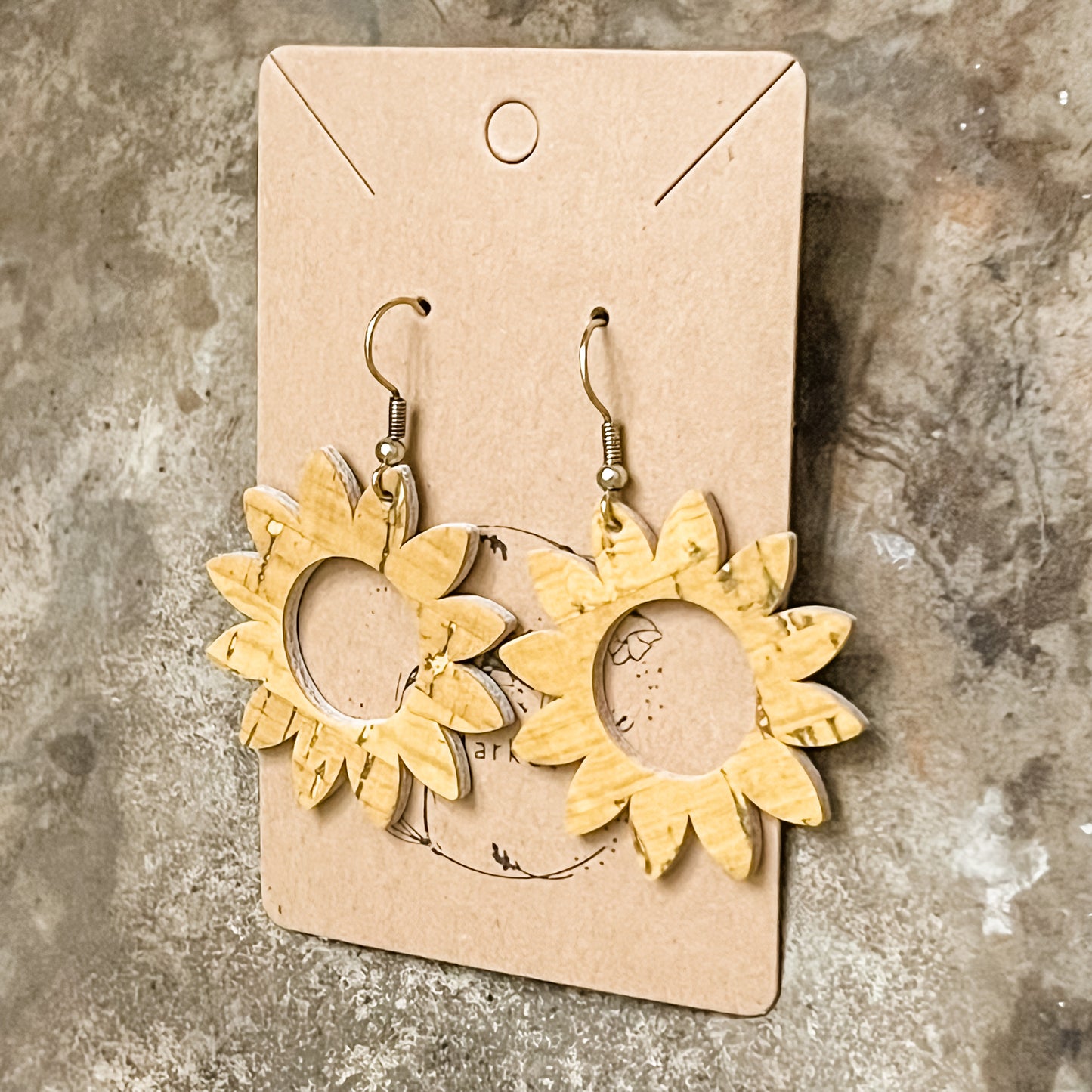 Genuine Leather Sunflower Earrings