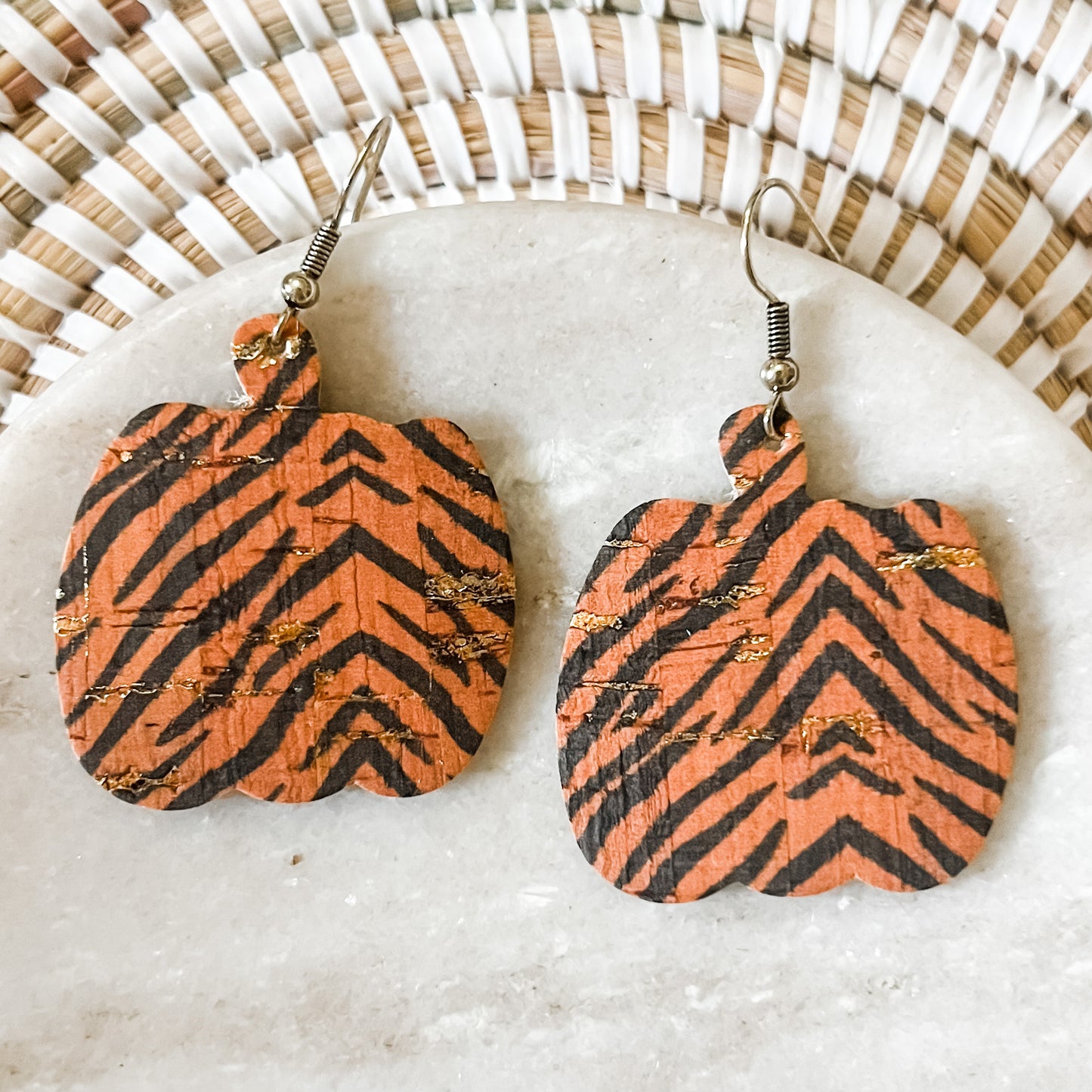 Genuine Leather Pumpkin Earrings