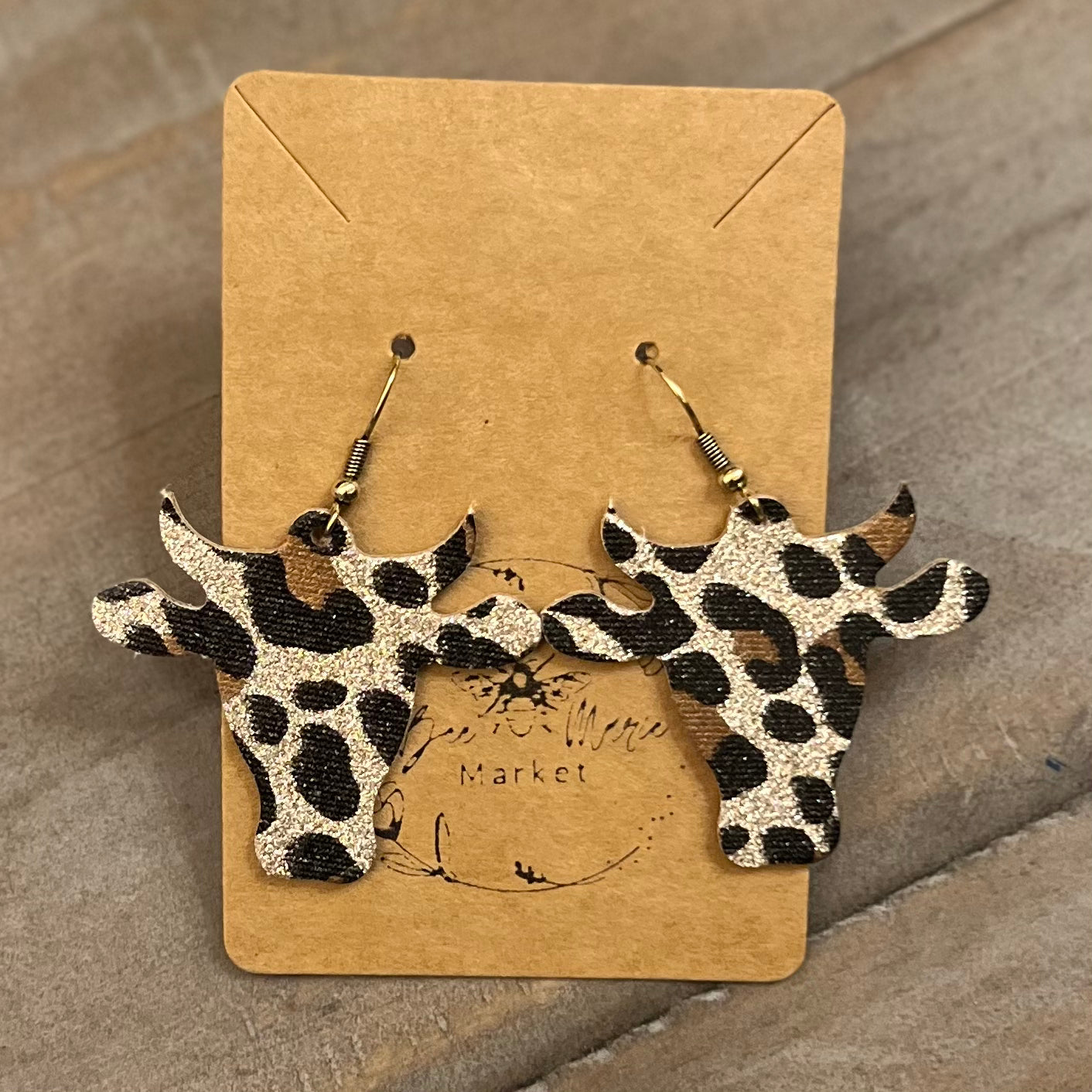 Handmade Genuine Leather Bessie the Bull Earrings