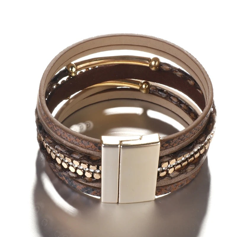 Jennifer Multi-Layered Stacked Wrap Leather Bracelets