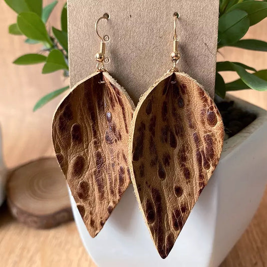 Caroline Feather Leather Earrings