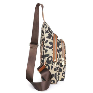 Leopard Print Sling Crossbody Bag