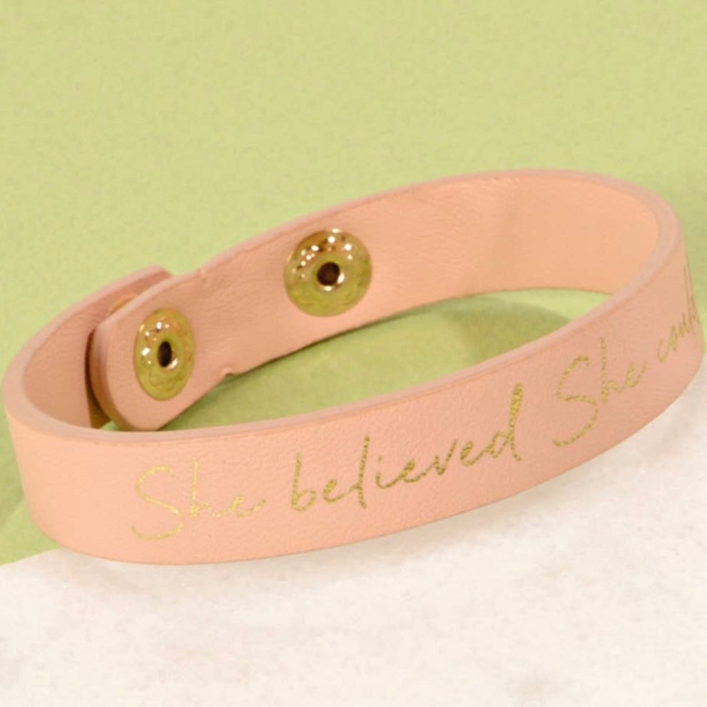 She Believed She Could Leather Bracelet