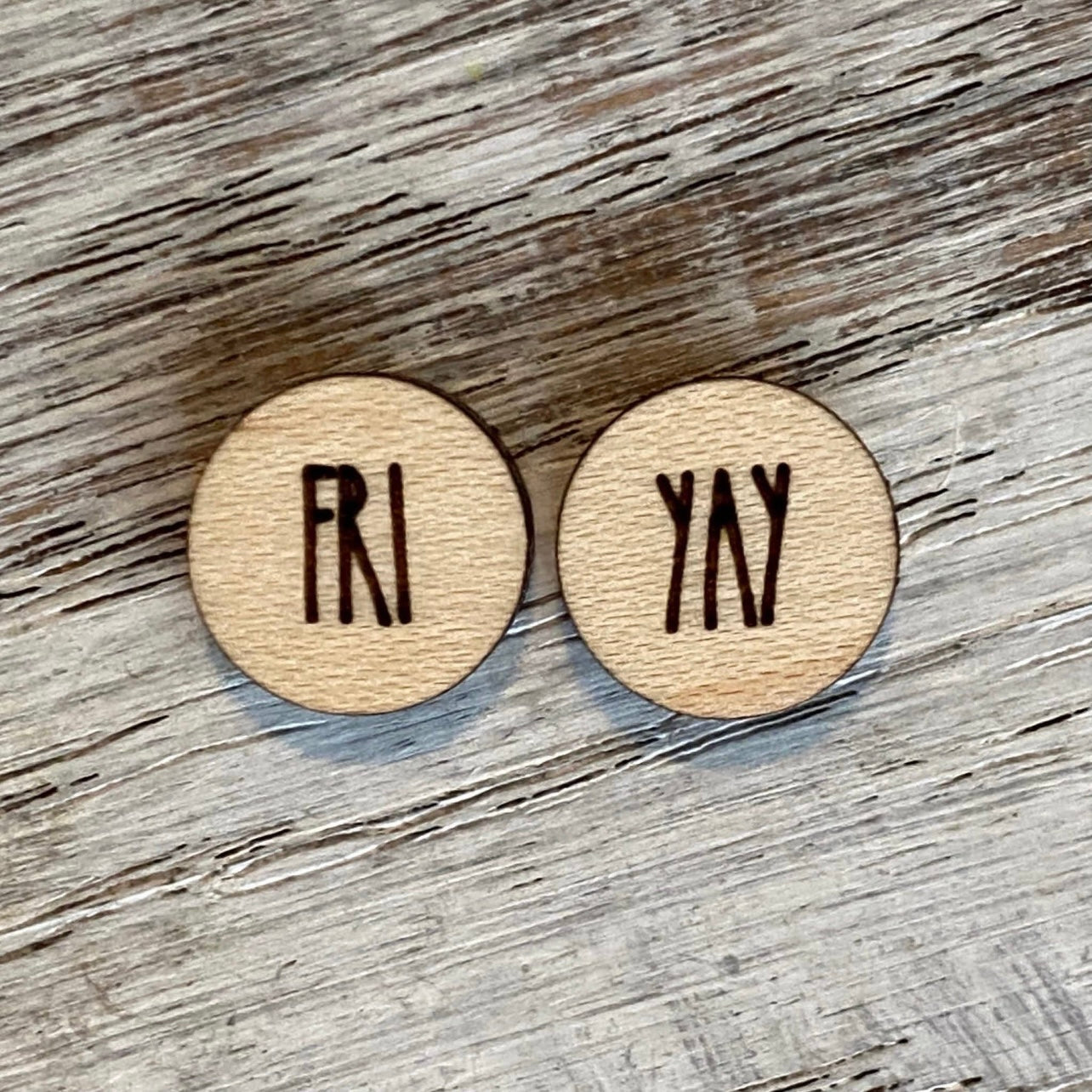 Handmade Fri Yay Wood Stud Earrings