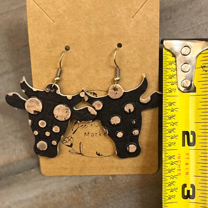 Handmade Genuine Leather Bessie the Bull Earrings