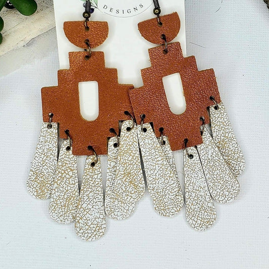 Leather Statement Fringe Earrings