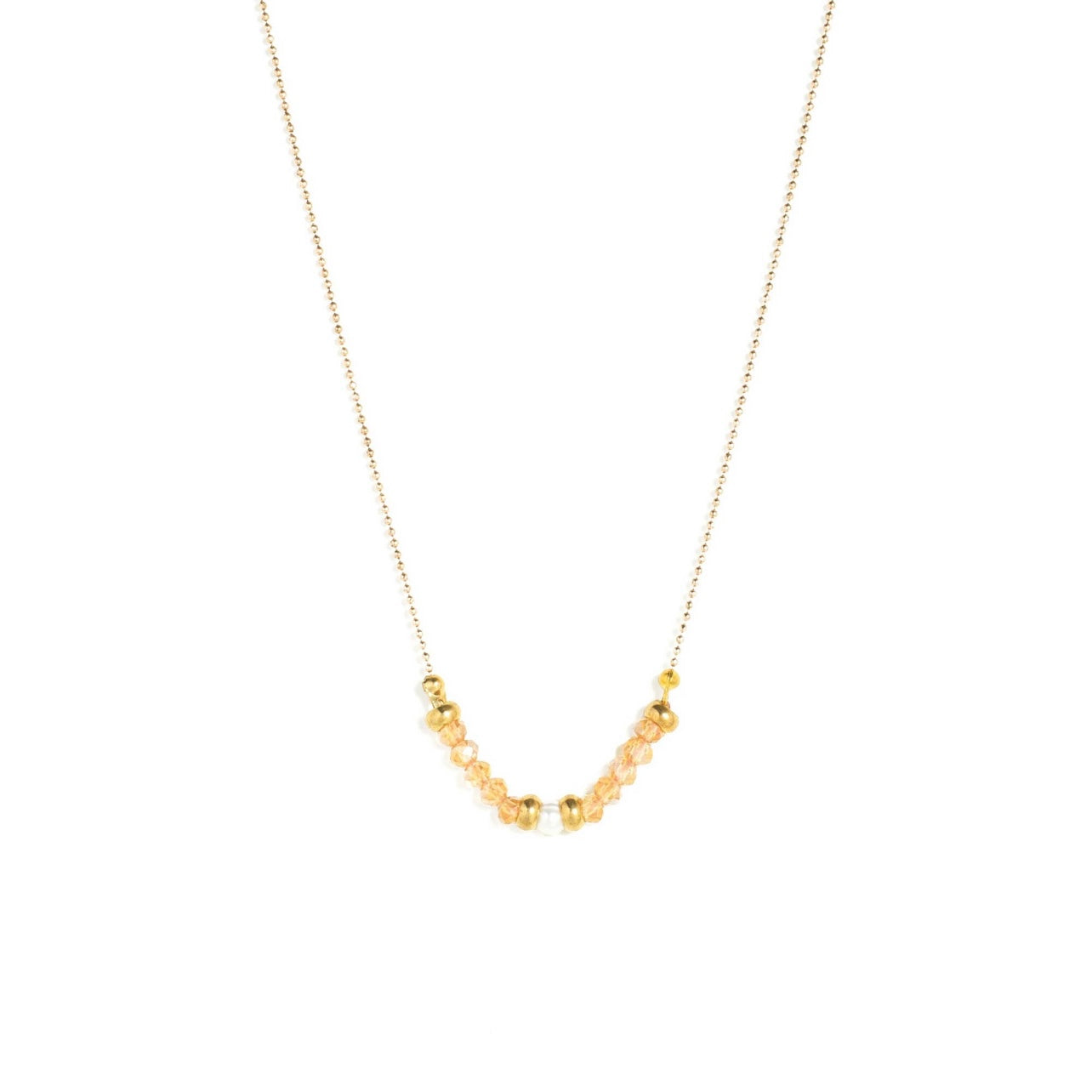 Gold Beaded Neutral Nadia Necklace
