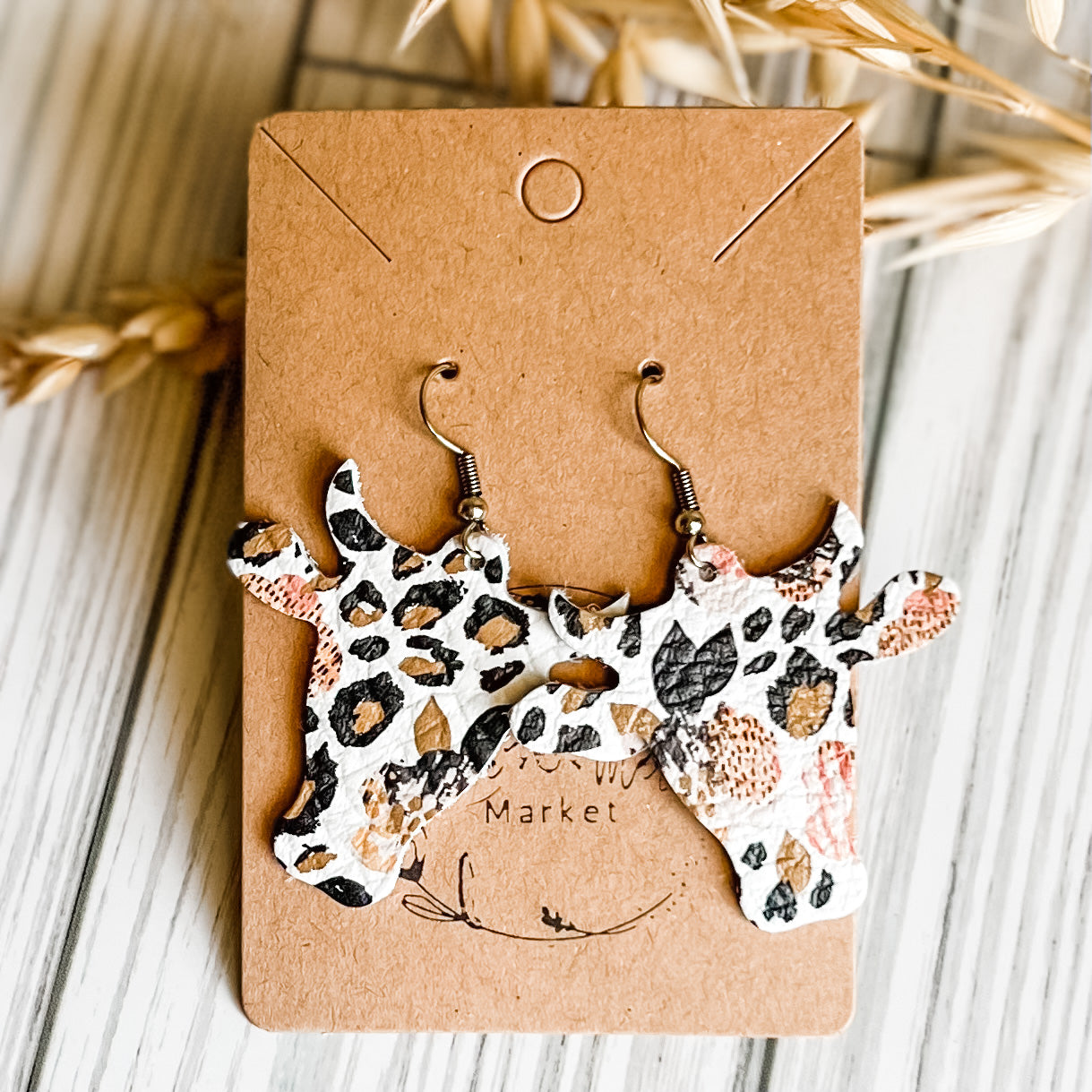 Handmade Genuine Leather Bessie the Bull Earrings